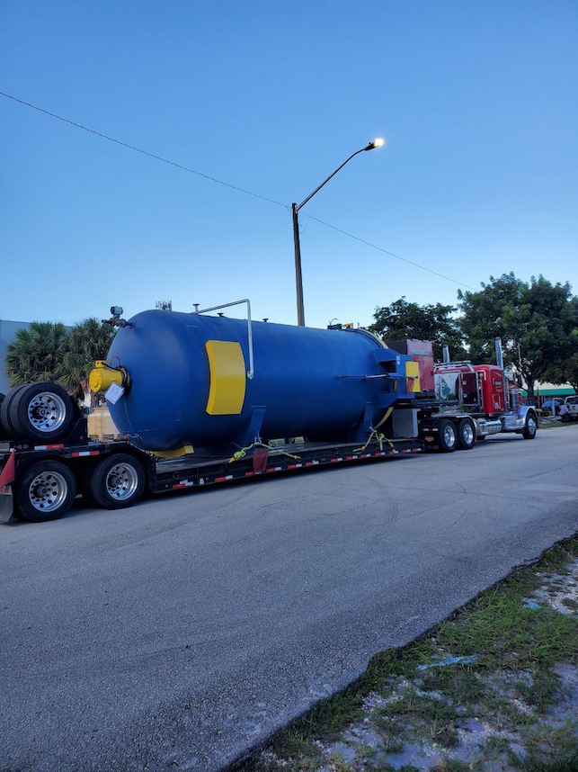 Pedowitz Machinery Movers Miami Trucking Rigging Crane Services Company Delivering Autoclave 12